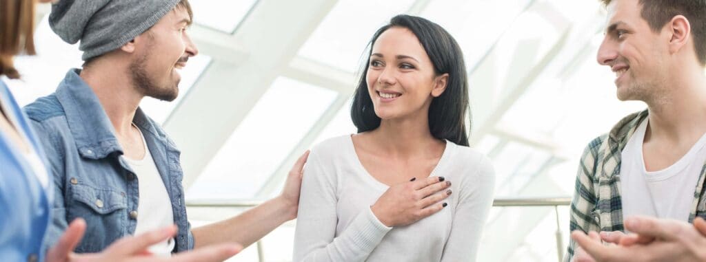 Woman attending AA as part of South Jersey alcohol addiction treatment.