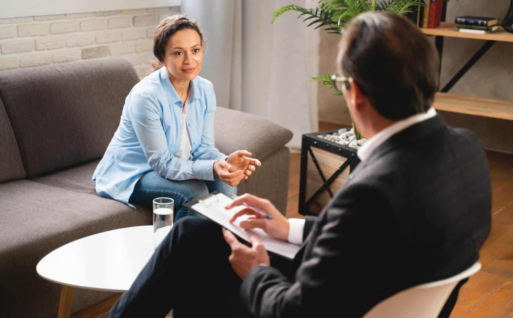 Woman participating in therapy during South Jersey carfentanil addiction treatment.