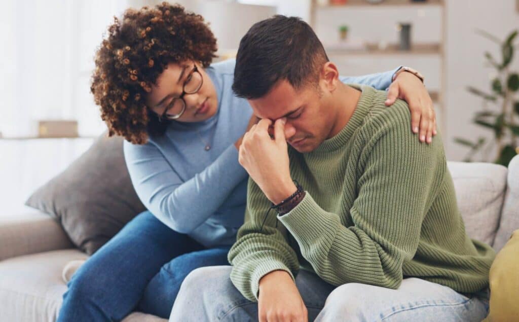 Woman encouraging a loved one to seek South Jersey Adderall addiction treatment.