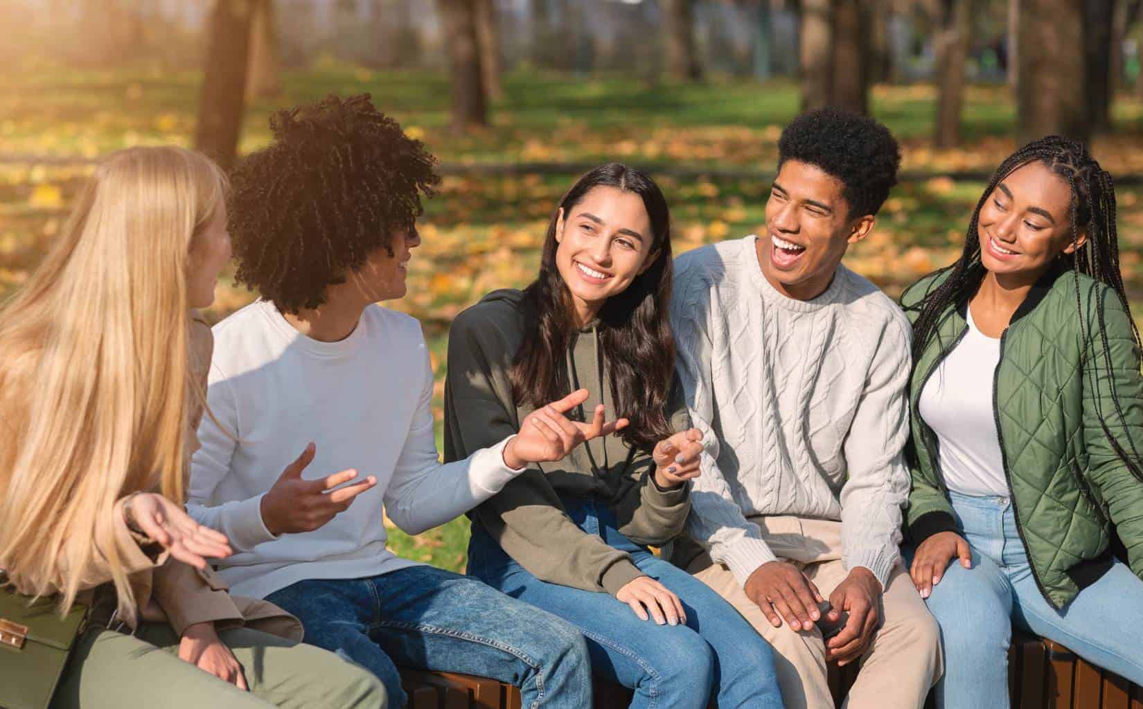 Group having a conversation at a young adults rehab in South Jersey.