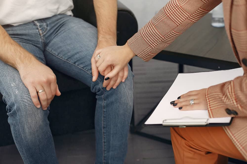 Woman speaking with staff during south jersey hydrocodone addiction treatment consultation