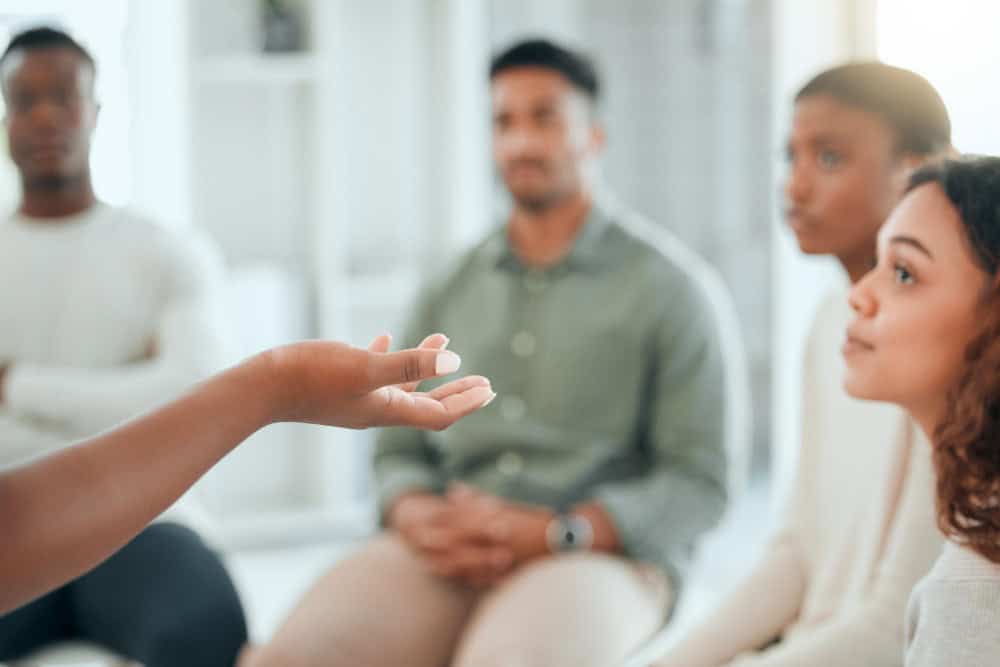 People sharing experiences during south jersey Ritalin addiction treatment group therapy