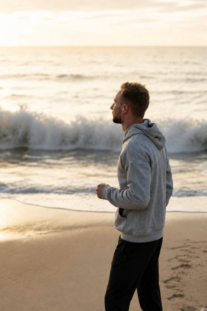 Individual engaging in outdoor exercises as part of outpatient program.
